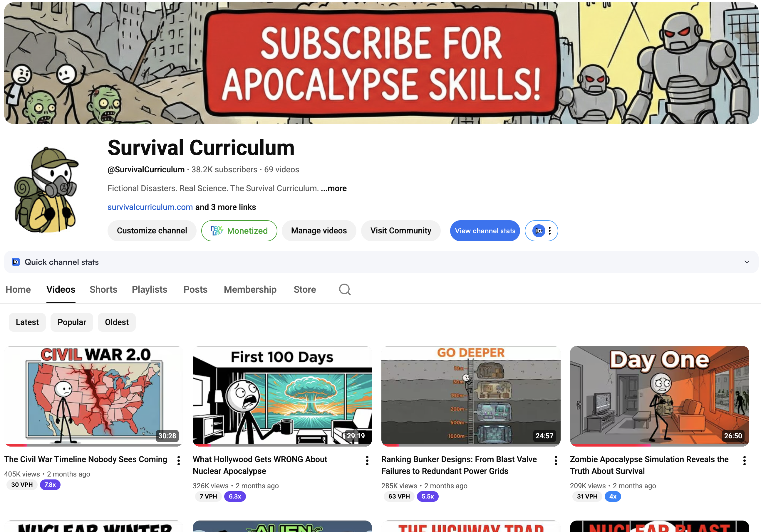 Screenshot of Survival Curriculum — YouTube project by 2104 Projects